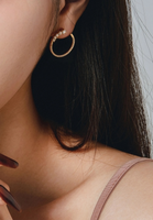 BRELLATO Goldene Damen Ohrringe Creolen Rund, Halb-Kreise, Echt Silber 925 18K Gelb-Gold Vergoldet, Glitzer Ohrstecker Zirkonia Kristalle