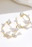 Damen Crystal Ohrringe Creolen Rund, Halb-Kreise, Echt Silber 925 18K Gold Gelbgold, Glitzer Ohrstecker Zirkonia Kristalle