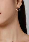 Damen Crystal Ohrringe Creolen Rund, Halb-Kreise, Echt Silber 925 18K Gold Gelbgold, Glitzer Ohrstecker Zirkonia Kristalle