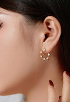 Damen Crystal Ohrringe Creolen Rund, Halb-Kreise, Echt Silber 925 18K Gold Gelbgold, Glitzer Ohrstecker Zirkonia Kristalle