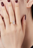 BRELLATO Grosser Ovaler Crystal Cocktail-Ring, Echt Silber 925 18K Vergoldet, Antragsring Gelbgold Statementring Verlobungsring  Zirkonia