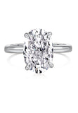 BRELLATO Grosser Ovaler Crystal Cocktail-Ring, Echt Silber 925 18K Weissgold Rhodium, Antragsring Statementring Verlobungsring Zirkonia