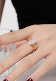 BRELLATO Grosser Ovaler Crystal Cocktail-Ring, Echt Silber 925 18K Vergoldet, Antragsring Gelbgold Statementring Verlobungsring  Zirkonia