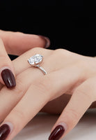 BRELLATO Grosser Ovaler Crystal Cocktail-Ring, Echt Silber 925 18K Weissgold Rhodium, Antragsring Statementring Verlobungsring Zirkonia