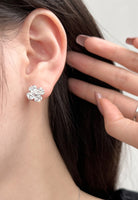 BRELLATO Schmuck-Set, Kleeblatt Kristall-Anhänger Ohrstecker, Silber-Kette 925 18K Rhodiniert, Vierblättriger Glücksklee Glücksbringer Talisman Ohrringe Hals-Kette Zirkonia