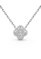 BRELLATO Kleeblatt Lucky Kristall-Anhänger Damen-Schmuck, Glücksklee Blume Echt Silber-Kette 925 18K Rhodiniert, Glücksbringer Symbol Talisman Hals-Kette Zirkonia