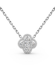 BRELLATO Kleeblatt Lucky Kristall-Anhänger Damen-Schmuck, Glücksklee Blume Echt Silber-Kette 925 18K Rhodiniert, Glücksbringer Symbol Talisman Hals-Kette Zirkonia