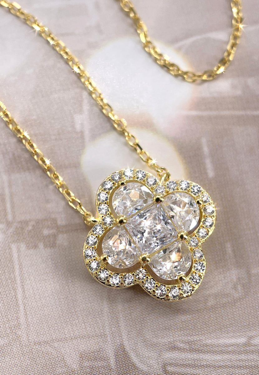 Damenschmuck-Set 'Glückskleeblatt' – Halskette, Ohrringe & Armband Mit Kristall, Nickelfrei In Gold Oder Silber