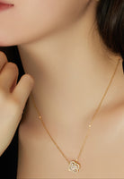 BRELLATO Kleeblatt Lucky Kristall-Anhänger Goldfarben, Glücksklee Blume Echt Silber-Kette 925 18K Gelbgold, Glücksbringer Symbol Talisman Hals-Kette Zirkonia