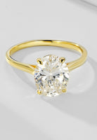 BRELLATO Ovaler Crystal Cocktail-Ring, Echt Silber 925 18K Vergoldet, Antragsring Gelbgold Statementring Verlobungsring  Zirkonia