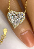 BRELLATO Herz-Kette Anhänger Ohrstecker Set Golden, Echt Silber-Kette 925 18K Gelb-Gold, Ohrringe Herz-Halskette Zirkonia Crystals, Geschenk Muttertag Valentinstag