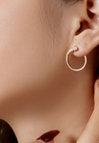 BRELLATO Goldene Damen Ohrringe Creolen Rund, Halb-Kreise, Echt Silber 925 18K Gelb-Gold Vergoldet, Glitzer Ohrstecker Zirkonia Kristalle