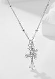 BRELLATO Kreuz Halskette, Kreuz-Anhänger Kugel-Kette Echt Silber 925 18K Weissgold Plattiert, Zirkonia Kristalle