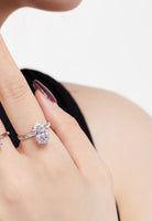 BRELLATO Grosser Ovaler Crystal Cocktail-Ring, Echt Silber 925 18K Weissgold Rhodium, Antragsring Statementring Verlobungsring Zirkonia