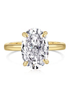 BRELLATO Grosser Ovaler Crystal Cocktail-Ring, Echt Silber 925 18K Vergoldet, Antragsring Gelbgold Statementring Verlobungsring  Zirkonia