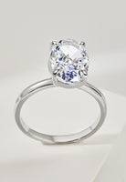 BRELLATO Grosser Ovaler Crystal Cocktail-Ring, Echt Silber 925 18K Weissgold Rhodium, Antragsring Statementring Verlobungsring Zirkonia