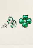 BRELLATO Schmuck-Set, Grüner Kleeblatt Kristall-Anhänger Ohrstecker, Silber-Kette 925 18K Rhodiniert, Vierblättriger Glücksklee Glücksbringer Talisman Ohrringe Hals-Kette Zirkonia
