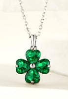 BRELLATO Schmuck-Set, Grüner Kleeblatt Kristall-Anhänger Ohrstecker, Silber-Kette 925 18K Rhodiniert, Vierblättriger Glücksklee Glücksbringer Talisman Ohrringe Hals-Kette Zirkonia