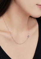 BRELLATO Evil Eye Halskette Damen, Nazar Böses Blaues Auge Schutz-Symbol Anhänger, Echt Silber-Kette 925 Weißgold, Zirkonia Kreuz
