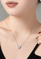 BRELLATO Herz-Kette Anhänger, Echt Silber-Kette 925 18K Rhodiniert, Herz-Halskette Zirkonia Crystals, Geschenk Muttertag Valentinstag