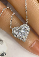 BRELLATO Herz-Kette Anhänger, Echt Silber-Kette 925 18K Rhodiniert, Herz-Halskette Zirkonia Crystals, Geschenk Muttertag Valentinstag