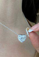 BRELLATO Damen Herz-Anhänger Ohrstecker Set, Echt Silber-Kette 925 18K Rhodiniert, Ohrringe Herz-Kette Halskette Herz-Zirkonia