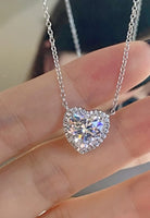 BRELLATO Damen Herz-Anhänger Ohrstecker Set, Echt Silber-Kette 925 18K Rhodiniert, Ohrringe Herz-Kette Halskette Herz-Zirkonia
