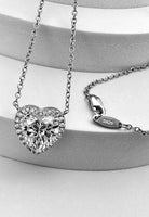 BRELLATO Damen Herz-Anhänger Ohrstecker Set, Echt Silber-Kette 925 18K Rhodiniert, Ohrringe Herz-Kette Halskette Herz-Zirkonia