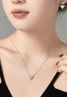 BRELLATO Herz-Kette Anhänger Ohrstecker Set, Echt Silber-Kette 925 18K Rhodiniert, Ohrringe Herz-Halskette Zirkonia Crystals, Geschenk Muttertag Valentinstag