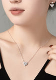 BRELLATO Herz-Kette Anhänger Ohrstecker Set, Echt Silber-Kette 925 18K Rhodiniert, Ohrringe Herz-Halskette Zirkonia Crystals, Geschenk Muttertag Valentinstag