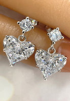 BRELLATO Herz-Kette Anhänger Ohrstecker Set, Echt Silber-Kette 925 18K Rhodiniert, Ohrringe Herz-Halskette Zirkonia Crystals, Geschenk Muttertag Valentinstag