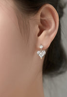 BRELLATO Herz-Kette Anhänger Ohrstecker Set, Echt Silber-Kette 925 18K Rhodiniert, Ohrringe Herz-Halskette Zirkonia Crystals, Geschenk Muttertag Valentinstag