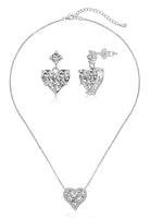 BRELLATO Herz-Kette Anhänger Ohrstecker Set, Echt Silber-Kette 925 18K Rhodiniert, Ohrringe Herz-Halskette Zirkonia Crystals, Geschenk Muttertag Valentinstag