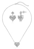 BRELLATO Herz-Kette Anhänger Ohrstecker Set, Echt Silber-Kette 925 18K Rhodiniert, Ohrringe Herz-Halskette Zirkonia Crystals, Geschenk Muttertag Valentinstag