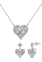 BRELLATO Herz-Kette Anhänger Ohrstecker Set, Echt Silber-Kette 925 18K Rhodiniert, Ohrringe Herz-Halskette Zirkonia Crystals, Geschenk Muttertag Valentinstag