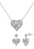 BRELLATO Herz-Kette Anhänger Ohrstecker Set, Echt Silber-Kette 925 18K Rhodiniert, Ohrringe Herz-Halskette Zirkonia Crystals, Geschenk Muttertag Valentinstag