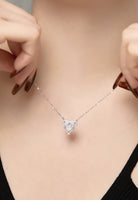 BRELLATO Herz-Kette Anhänger Ohrstecker Set, Echt Silber-Kette 925 18K Rhodiniert, Ohrringe Herz-Halskette Zirkonia Crystals, Geschenk Muttertag Valentinstag