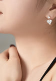 BRELLATO Herz-Kette Anhänger Ohrstecker Set, Echt Silber-Kette 925 18K Rhodiniert, Ohrringe Herz-Halskette Zirkonia Crystals, Geschenk Muttertag Valentinstag