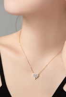 BRELLATO Herz-Kette Anhänger Ohrstecker Set Golden, Echt Silber-Kette 925 18K Gelb-Gold, Ohrringe Herz-Halskette Zirkonia Crystals, Geschenk Muttertag Valentinstag