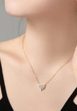 BRELLATO Herz-Kette Anhänger Ohrstecker Set Golden, Echt Silber-Kette 925 18K Gelb-Gold, Ohrringe Herz-Halskette Zirkonia Crystals, Geschenk Muttertag Valentinstag