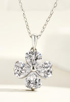 BRELLATO Schmuck-Set, Kleeblatt Kristall-Anhänger Ohrstecker, Silber-Kette 925 18K Rhodiniert, Vierblättriger Glücksklee Glücksbringer Talisman Ohrringe Hals-Kette Zirkonia