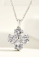 BRELLATO Kleeblatt Kristall-Anhänger, Silber-Kette 925 18K Rhodiniert, Vierblättriger Glücksklee Glücksbringer Talisman, Hals-Kette Blume Kreuz-Design Zirkonia