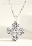 BRELLATO Schmuck-Set, Kleeblatt Kristall-Anhänger Ohrstecker, Silber-Kette 925 18K Rhodiniert, Vierblättriger Glücksklee Glücksbringer Talisman Ohrringe Hals-Kette Zirkonia