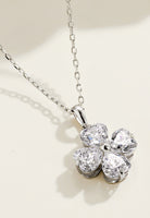 BRELLATO Schmuck-Set, Kleeblatt Kristall-Anhänger Ohrstecker, Silber-Kette 925 18K Rhodiniert, Vierblättriger Glücksklee Glücksbringer Talisman Ohrringe Hals-Kette Zirkonia