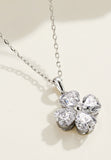 BRELLATO Kleeblatt Kristall-Anhänger, Silber-Kette 925 18K Rhodiniert, Vierblättriger Glücksklee Glücksbringer Talisman, Hals-Kette Blume Kreuz-Design Zirkonia