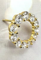 BRELLATO Runde Damen Ohrringe Kreise, Echt Silber 925 18K Vergoldet, Glitzer Kreis Ohrstecker Gelb-Gold Zirkonia Kristalle