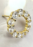 BRELLATO Runde Damen Ohrringe Kreise, Echt Silber 925 18K Vergoldet, Glitzer Kreis Ohrstecker Gelb-Gold Zirkonia Kristalle