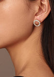 BRELLATO Runde Damen Ohrringe Kreise, Echt Silber 925 18K Vergoldet, Glitzer Kreis Ohrstecker Gelb-Gold Zirkonia Kristalle