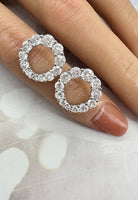 BRELLATO Runde Damen Ohrringe Kreise, Echt Silber 925 18K Rhodiniert, Glitzer Kreis Ohrstecker Zirkonia Kristalle