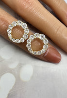 BRELLATO Runde Damen Ohrringe Kreise, Echt Silber 925 18K Vergoldet, Glitzer Kreis Ohrstecker Gelb-Gold Zirkonia Kristalle